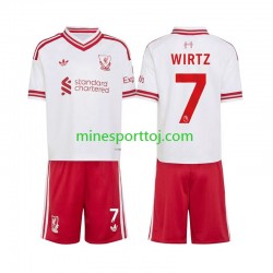 Liverpool Florian Wirtz 7 Børne Udebane Fodboldtrøje 2026-2027 Lange Ærmer