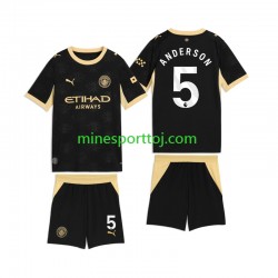 Manchester City Elliot Anderson 5 Børne Udebane Fodboldtrøje 2026-2027 Lange Ærmer