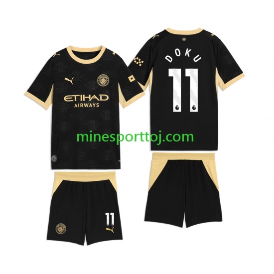 Manchester City Jeremy Doku 11 Børne Udebane Fodboldtrøje 2026-2027 Lange Ærmer