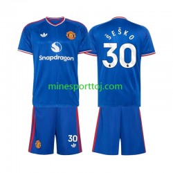 Manchester United Benjamin Sesko 30 Børne Udebane Fodboldtrøje 2026-2027 Lange Ærmer
