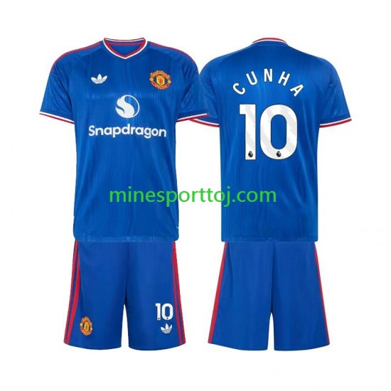 Manchester United Matheus Cunha 10 Børne Udebane Fodboldtrøje 2026-2027 Lange Ærmer