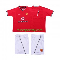 Manchester United 2000 2002 Børne Retro Hjemmebane Fodboldtrøje Lange Ærmer