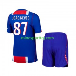 Paris Saint-Germain Joao Neves 87 Børne Hjemmebane Fodboldtrøje 2026-2027 Lange Ærmer