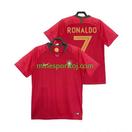 Portugal Cristiano Ronaldo 7 2018 Herre Retro Hjemmebane Fodboldtrøje Lange Ærmer