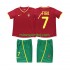 Portugal FIGO 7 2002 Børne Retro Hjemmebane Fodboldtrøje Lange Ærmer