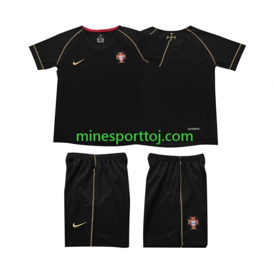 Portugal 2006 Børne Retro Udebane Fodboldtrøje Lange Ærmer