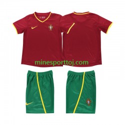 Portugal 2002 Børne Retro Hjemmebane Fodboldtrøje Lange Ærmer