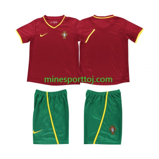 Portugal 2002 Børne Retro Hjemmebane Fodboldtrøje Lange Ærmer