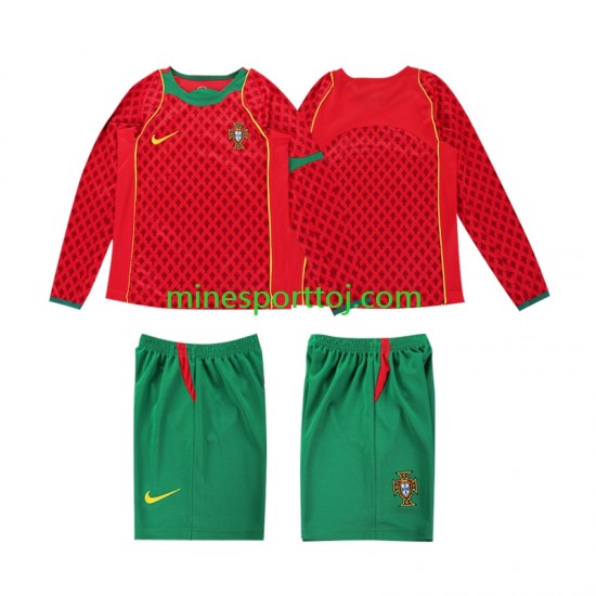 Portugal 2004 Børne Retro Hjemmebane Fodboldtrøje med Korte Ærmer