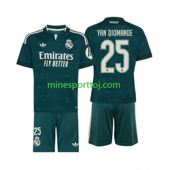 Real Madrid Yan Diomande 25 Børne Udebane Fodboldtrøje 2026-2027 Lange Ærmer