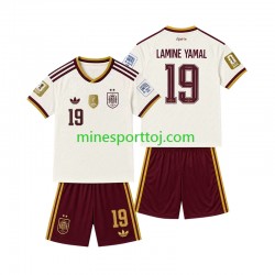 Spanien 2-star Lamine Yamal 19 Børne Udebane Fodboldtrøje 2026-2027 Lange Ærmer