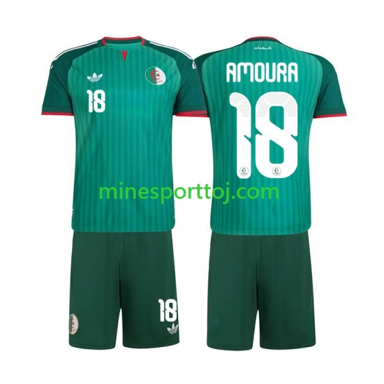 Algeriet Mohamed Amoura 18 2026 Børne Udebane Fodboldtrøje Lange Ærmer
