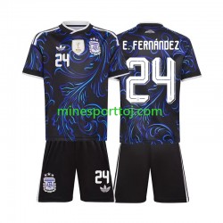 Argentina Enzo Fernandez 24 Børne Udebane Fodboldtrøje VM 2026 Lange Ærmer