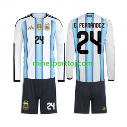 Argentina Enzo Fernandez 24 Børne Hjemmebane Fodboldtrøje VM 2026 med Korte Ærmer