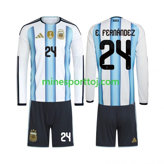 Argentina Enzo Fernandez 24 Børne Hjemmebane Fodboldtrøje VM 2026 med Korte Ærmer