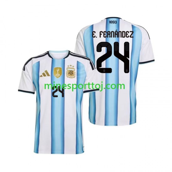 Argentina Enzo Fernandez 24 Herre Hjemmebane Fodboldtrøje VM 2026 Lange Ærmer