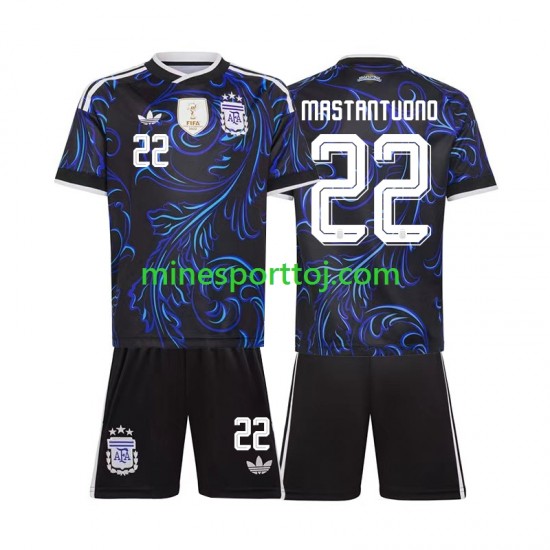 Argentina Franco Mastantuono 22 Børne Udebane Fodboldtrøje VM 2026 Lange Ærmer