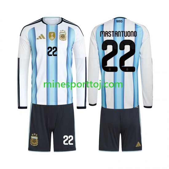 Argentina Franco Mastantuono 22 Børne Hjemmebane Fodboldtrøje VM 2026 med Korte Ærmer