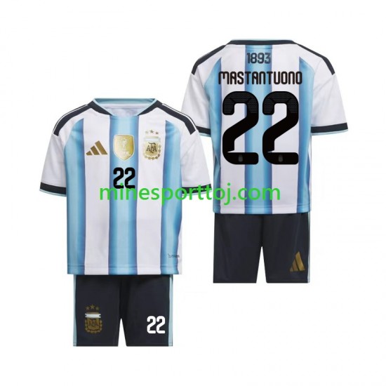 Argentina Franco Mastantuono 22 Børne Hjemmebane Fodboldtrøje VM 2026 Lange Ærmer