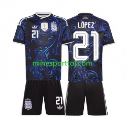Argentina Jose Manuel Lopez 21 Børne Udebane Fodboldtrøje VM 2026 Lange Ærmer