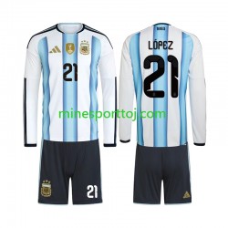 Argentina Jose Manuel Lopez 21 Børne Hjemmebane Fodboldtrøje VM 2026 med Korte Ærmer
