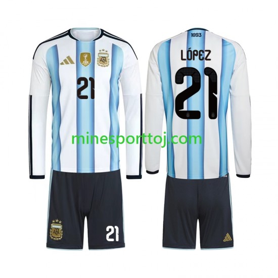 Argentina Jose Manuel Lopez 21 Børne Hjemmebane Fodboldtrøje VM 2026 med Korte Ærmer