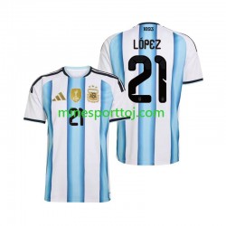 Argentina Jose Manuel Lopez 21 Herre Hjemmebane Fodboldtrøje VM 2026 Lange Ærmer