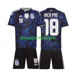 Argentina Nico Paz 18 Børne Udebane Fodboldtrøje VM 2026 Lange Ærmer