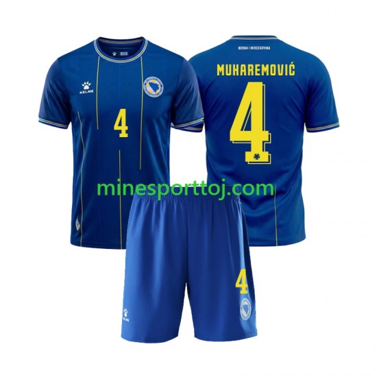 Bosnien-Hercegovina Tarik Muharemovic 4 Børne Hjemmebane Fodboldtrøje VM 2026 Lange Ærmer