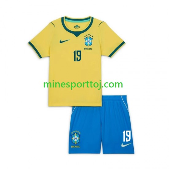 Brasilien Endrick 19 Børne Hjemmebane Fodboldtrøje VM 2026 Lange Ærmer