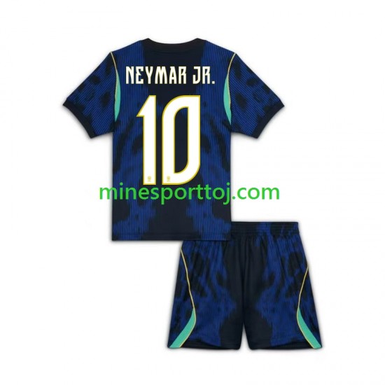 Brasilien Neymar JR 10 Børne Udebane Fodboldtrøje VM 2026 Lange Ærmer