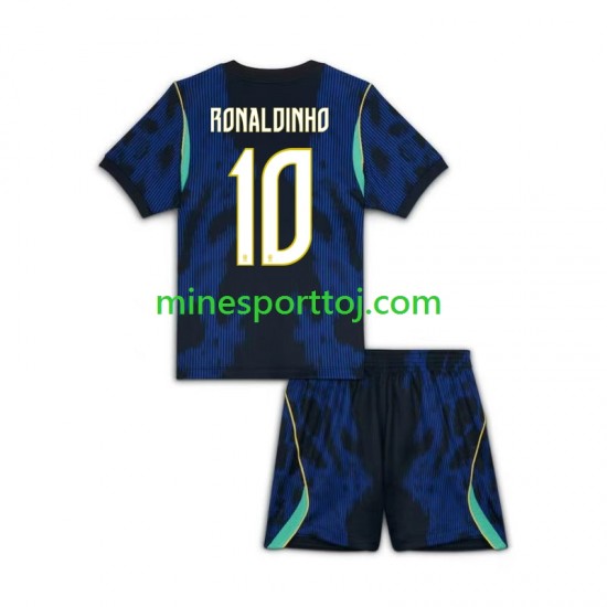Brasilien Ronaldinho 10 Børne Udebane Fodboldtrøje VM 2026 Lange Ærmer