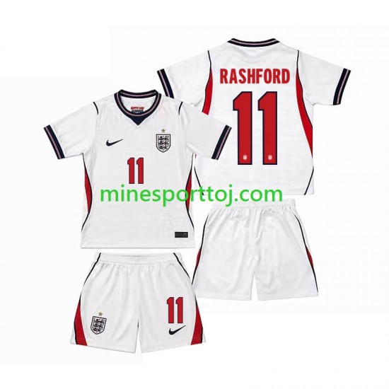 England Marcus Rashford 11 Børne Hjemmebane Fodboldtrøje VM 2026 Lange Ærmer