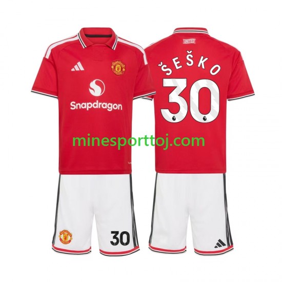 Manchester United Benjamin Sesko 30 Børne Hjemmebane Fodboldtrøje 2026-2027 Lange Ærmer