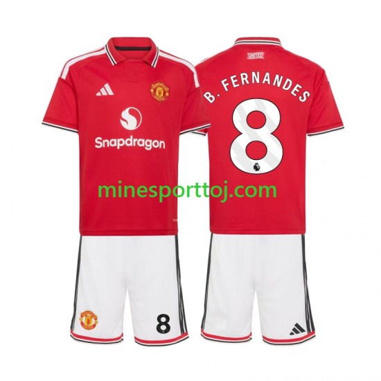 Manchester United Bruno Fernandes 8 Børne Hjemmebane Fodboldtrøje 2026-2027 Lange Ærmer