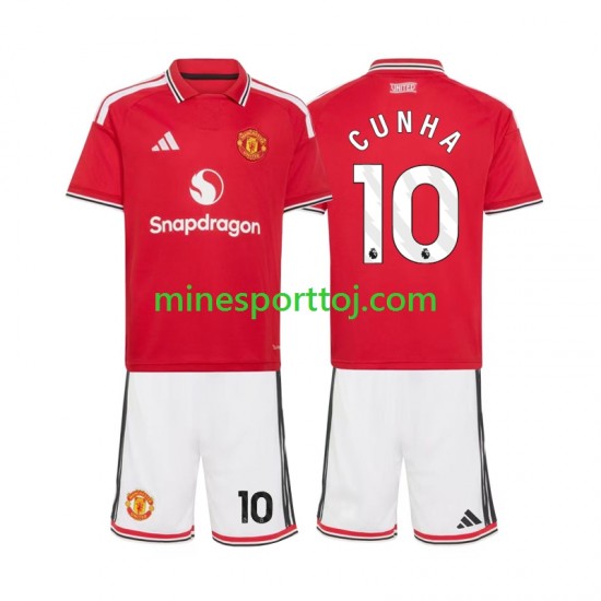 Manchester United Matheus Cunha 10 Børne Hjemmebane Fodboldtrøje 2026-2027 Lange Ærmer