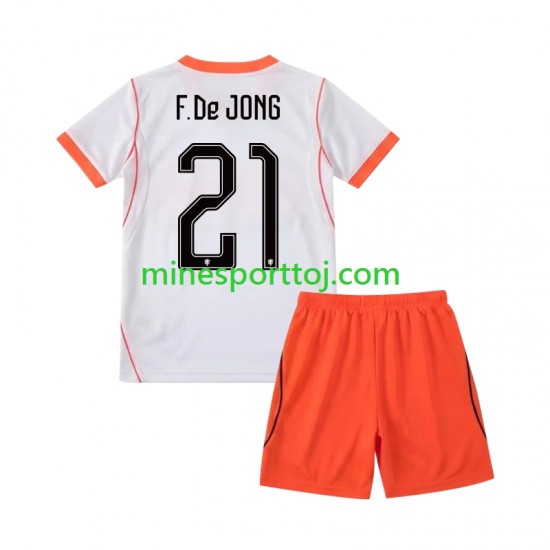 Holland Frenkie de Jong 21 Børne Udebane Fodboldtrøje VM 2026 Lange Ærmer