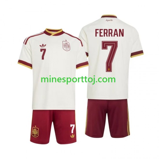 Spanien Ferran Torres 7 Børne Udebane Fodboldtrøje VM 2026 Lange Ærmer