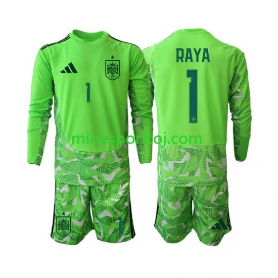 Spanien Målmand David Raya 1 6th Green color Børne Fodboldtrøje VM 2026 med Korte Ærmer
