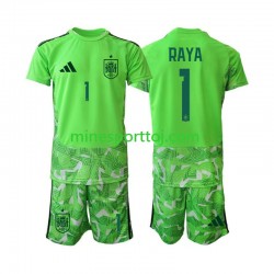 Spanien Målmand David Raya 1 6th Green color Børne Fodboldtrøje VM 2026 Lange Ærmer