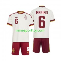 Spanien Mikel Merino 6 Børne Udebane Fodboldtrøje VM 2026 Lange Ærmer