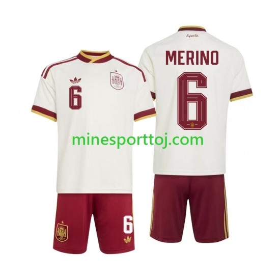 Spanien Mikel Merino 6 Børne Udebane Fodboldtrøje VM 2026 Lange Ærmer