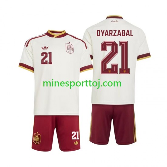 Spanien Mikel Oyarzabal 21 Børne Udebane Fodboldtrøje VM 2026 Lange Ærmer