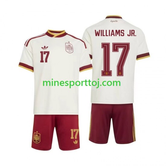 Spanien Nico Williams 17 Børne Udebane Fodboldtrøje VM 2026 Lange Ærmer