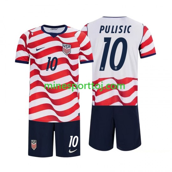 USA Christian Pulisic 10 Børne Hjemmebane Fodboldtrøje VM 2026 Lange Ærmer