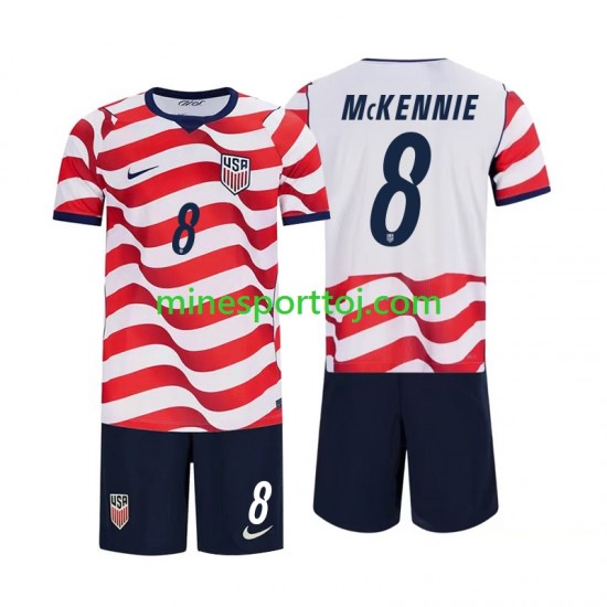USA Weston McKennie 8 Børne Hjemmebane Fodboldtrøje VM 2026 Lange Ærmer
