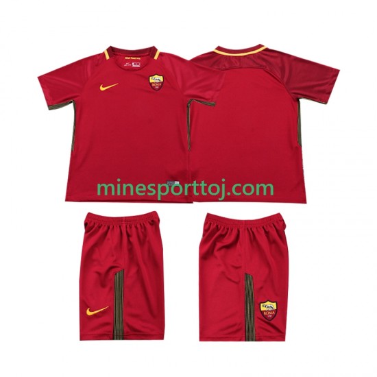 AS Roma 2017-2018 Børne Retro Hjemmebane Fodboldtrøje Lange Ærmer