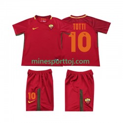 AS Roma Totti 10 2017-2018 Børne Retro Hjemmebane Fodboldtrøje Lange Ærmer