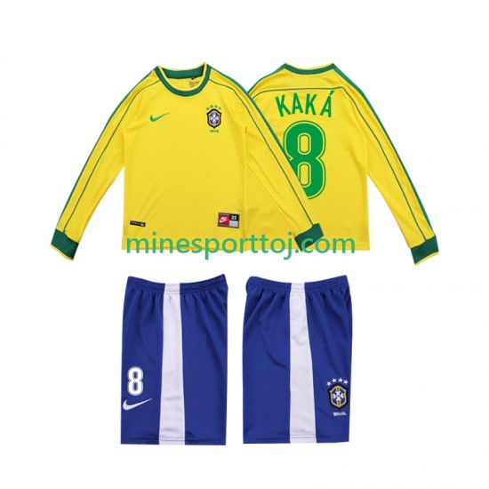 Brasilien KAKA 8 1998 Børne Retro Hjemmebane Fodboldtrøje med Korte Ærmer
