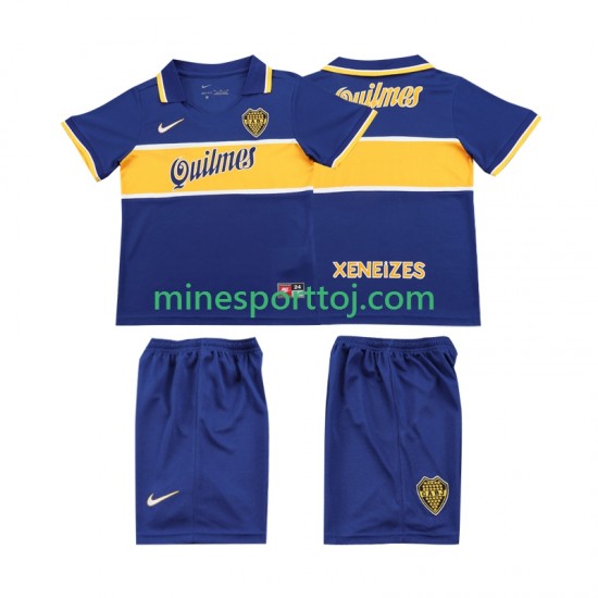 CA Boca Juniors 1996 1997 Børne Retro Hjemmebane Fodboldtrøje Lange Ærmer